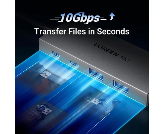 Концентратор Ugreen USB-C to 2xUSB 3.2 + 2xUSB-C 10Gbps CM480 gray (30758), изображение 3