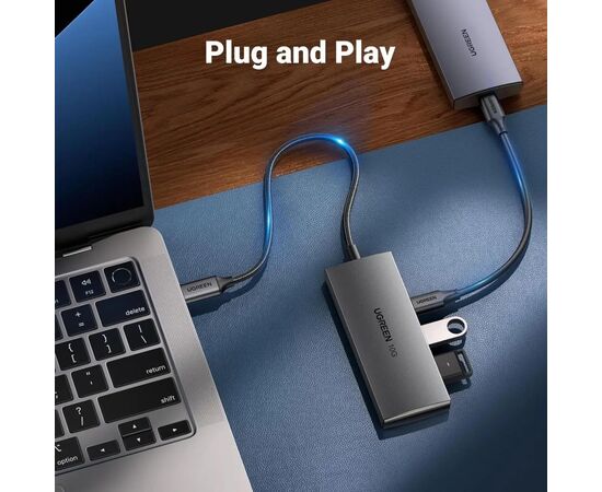 Концентратор Ugreen USB-C to 2xUSB 3.2 + 2xUSB-C 10Gbps CM480 gray (30758), изображение 4