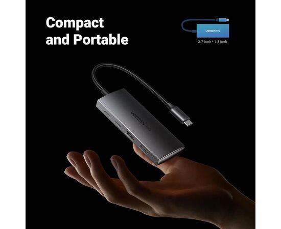 Концентратор Ugreen USB-C to 2xUSB 3.2 + 2xUSB-C 10Gbps CM480 gray (30758), изображение 7