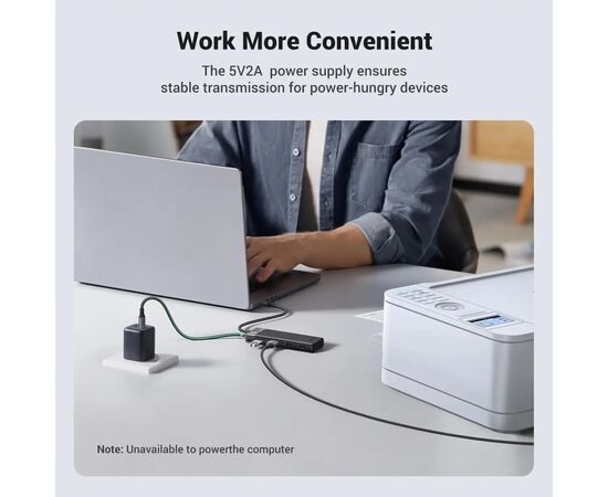 Концентратор Ugreen USB 3.0 to 4xUSB 3.2 Gen1 CM653 black (15548), изображение 5