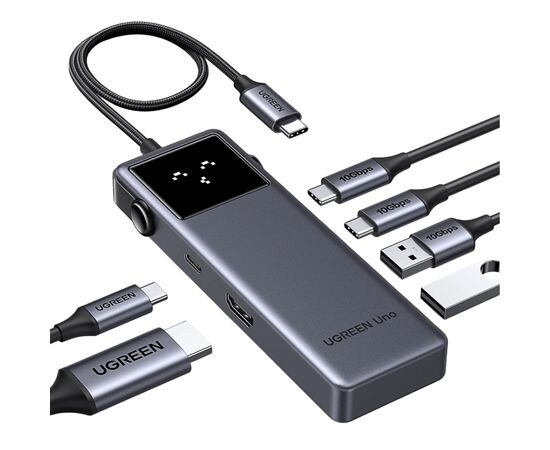 Концентратор Ugreen USB-C to HDMI + 2xUSB 3.2 + 2xUSB-C 3.2 + PD CM888 gray (35998)