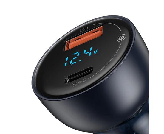 Зарядное устройство Baseus USB + USB-C QC3.0 65W Particular Digital Display gray (CCKX-C0G), изображение 4