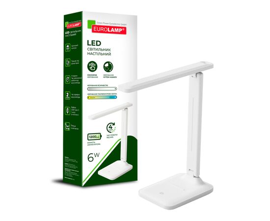 Настольная лампа Eurolamp LED SMART 6W 410lm 2800-6500K 1200mAh (LED-TLB-6W(white)), изображение 2 Настольная лампа Eurolamp LED SMART 6W 410lm 2800-6500K 1200mAh (LED-TLB-6W(white)), изображение 2