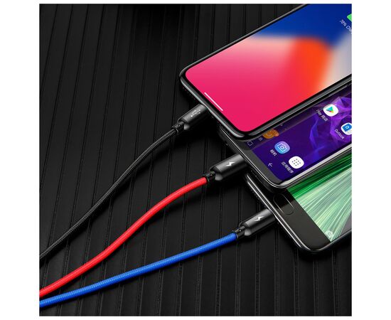 Дата кабель USB 2.0 AM to Lightning + Micro 5P + USB-C 1.2m 5A black Baseus (CAMLT-BSY01), изображение 5