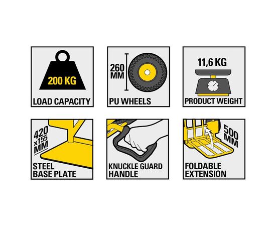 Візок вантажний Stanley до 200 кг, розмір платформи 42х15,5 см, вага 11,6 (SXWT-HT535), зображення 3