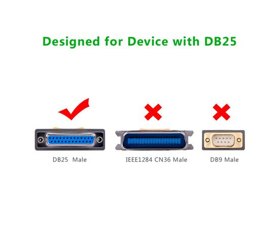 Кабель для принтера USB 2.0 to DB25 2.0m US167 black Ugreen (20224), изображение 8