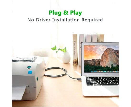 Кабель для принтера USB 2.0 to DB25 2.0m US167 black Ugreen (20224), изображение 9