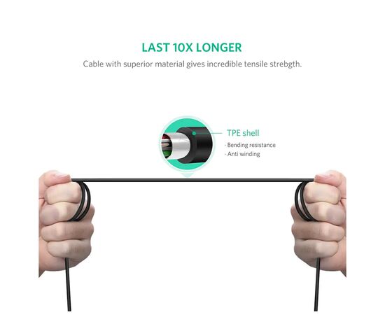 Кабель для принтера USB-C 2.0 to BM 2.0m US241 black UGREEN (50446), изображение 5