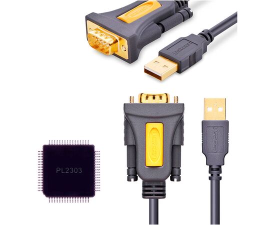 Кабель для передачі даних USB to COM M 1.5m DB9 RS-232 CR104 black Ugreen (20211), зображення 3