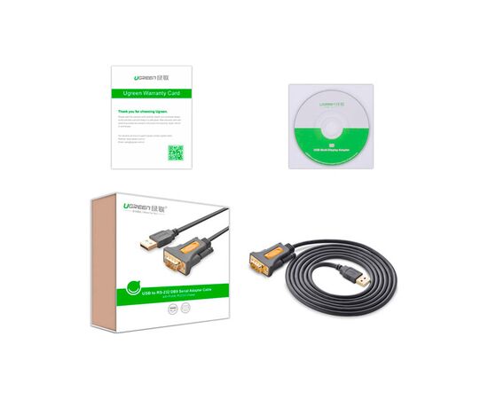 Кабель для передачі даних USB to COM M 1.5m DB9 RS-232 CR104 black Ugreen (20211), зображення 4