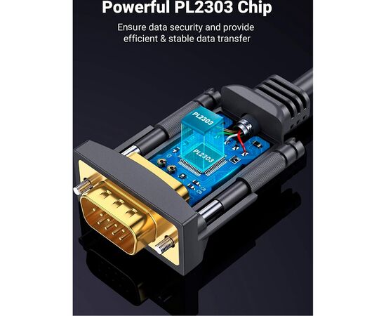 Кабель для передачі даних USB to COM M 1.5m DB9 RS-232 CR104 black Ugreen (20211), зображення 6