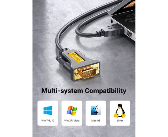 Кабель для передачі даних USB to COM M 1.5m DB9 RS-232 CR104 black Ugreen (20211), зображення 9