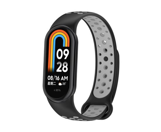 Ремінець до фітнес браслета BeCover Vents Style для Xiaomi Mi Smart Band 10 Black-Gray (713628), зображення 2