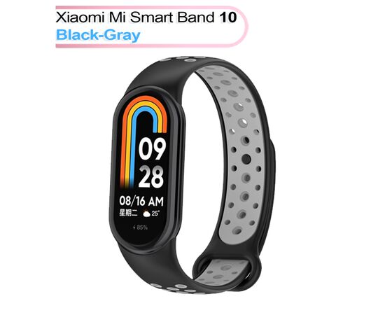 Ремінець до фітнес браслета BeCover Vents Style для Xiaomi Mi Smart Band 10 Black-Gray (713628)