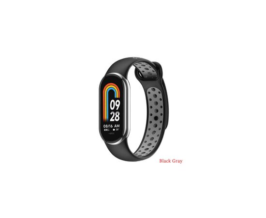 Ремінець до фітнес браслета BeCover Vents Style для Xiaomi Mi Smart Band 8 Black-Gray (709415)