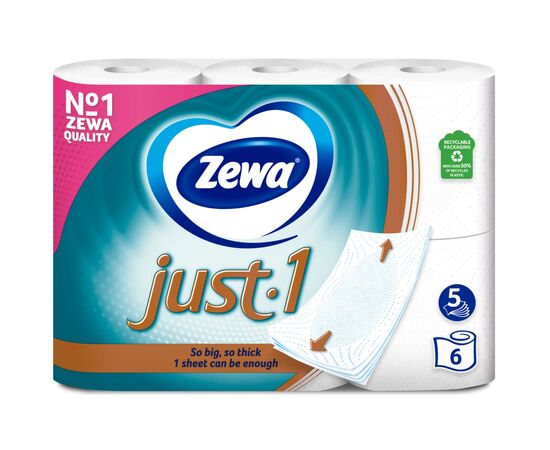 Туалетний папір Zewa Just 1 5 шарів 6 рулонів (7322541189314), зображення 2 Туалетний папір Zewa Just 1 5 шарів 6 рулонів (7322541189314), зображення 2