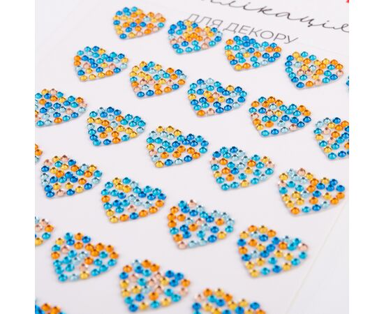 Набір для творчості Santi Серця синьо-жовті зі страз самоклеючих 9х15 см (743032), зображення 2 Набір для творчості Santi Серця синьо-жовті зі страз самоклеючих 9х15 см (743032), зображення 2