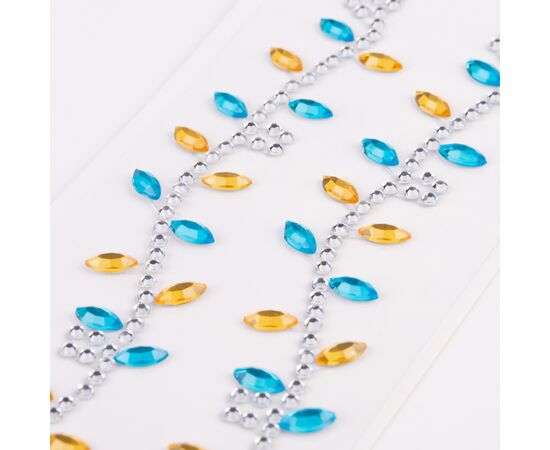 Набір для творчості Santi Листя синьо-жовті, аплікація зі страз самоклеючих, 4х16 см (743034), зображення 2 Набір для творчості Santi Листя синьо-жовті, аплікація зі страз самоклеючих, 4х16 см (743034), зображення 2