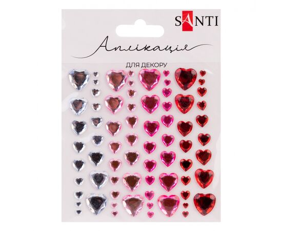 Набір для творчості Santi Серця, аплікація зі страз самоклеючих,9х10 см (743031) Набір для творчості Santi Серця, аплікація зі страз самоклеючих,9х10 см (743031)