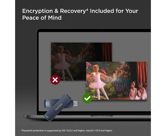 USB флеш накопитель SanDisk 128GB Phone Drive for iPhone Metallic Sky Lightning/Type-C U (SDIXD0N-128G-GN6NE), изображение 10