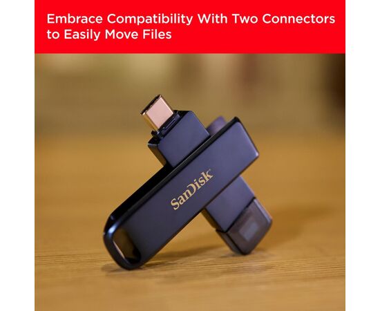 USB флеш накопитель SanDisk 128GB Phone Drive for iPhone Metallic Sky Lightning/Type-C U (SDIXD0N-128G-GN6NE), изображение 6