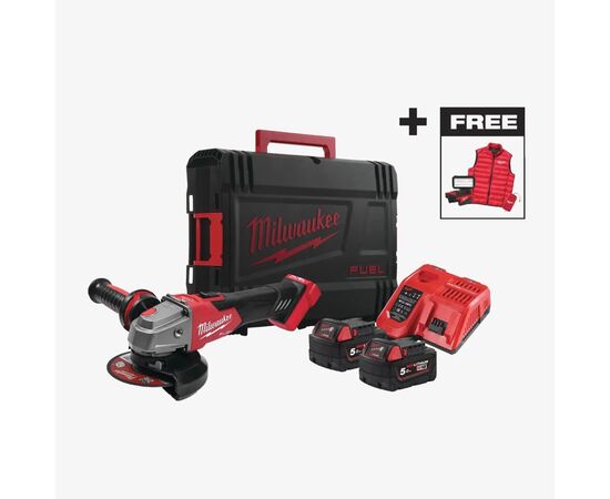 Шліфувальна машина Milwaukee M18 FSAG125XBMC-502X 2x5Ah, HDкейс, M18 ALIS-0, жилетка (4933499453) Шліфувальна машина Milwaukee M18 FSAG125XBMC-502X 2x5Ah, HDкейс, M18 ALIS-0, жилетка (4933499453)