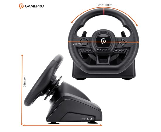 Кермо GamePro RW038PM з педалями та коробкою передач PC/XBOX360/XBOXONE/SWITCH/PS3/PS4 (RW038PM), зображення 18 Кермо GamePro RW038PM з педалями та коробкою передач PC/XBOX360/XBOXONE/SWITCH/PS3/PS4 (RW038PM), зображення 18