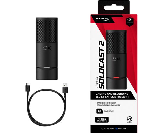 Мікрофон HyperX SoloCast 2 Black (AR0A0AA), зображення 8 Мікрофон HyperX SoloCast 2 Black (AR0A0AA), зображення 8