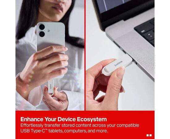 USB флеш накопитель SanDisk 128GB Phone Drive Arctic White Type-C USB 3.2 (SDIXS0N-128G-GN6NE), изображение 5