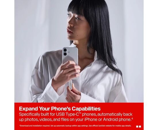 USB флеш накопитель SanDisk 128GB Phone Drive Arctic White Type-C USB 3.2 (SDIXS0N-128G-GN6NE), изображение 8