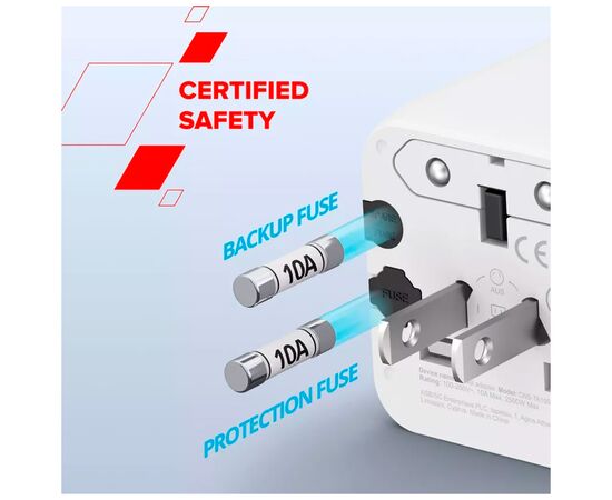 Перехідник Canyon Travel Adapter OnTour One EU/UK/US/AUS White (CNS-TA1005W), зображення 7 Перехідник Canyon Travel Adapter OnTour One EU/UK/US/AUS White (CNS-TA1005W), зображення 7