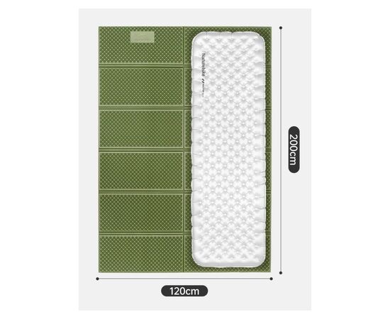 Туристичний килимок Naturehike CNK2450WS044 подвійний 200x120х1,8см зелений (6927595789995), зображення 2 Туристичний килимок Naturehike CNK2450WS044 подвійний 200x120х1,8см зелений (6927595789995), зображення 2