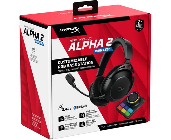 Навушники HyperX Cloud Alpha 2 Wireless Black (AJ5C7AA), зображення 11 Навушники HyperX Cloud Alpha 2 Wireless Black (AJ5C7AA), зображення 11
