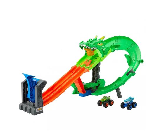 Автотрек Hot Wheels Атака вогняного дракона Monster Trucks (JFR06), зображення 2 Автотрек Hot Wheels Атака вогняного дракона Monster Trucks (JFR06), зображення 2