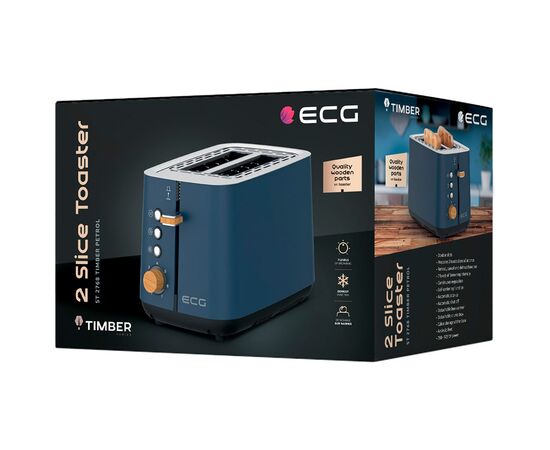 Тостер ECG ST 2768 Timber Petrol, зображення 10 Тостер ECG ST 2768 Timber Petrol, зображення 10