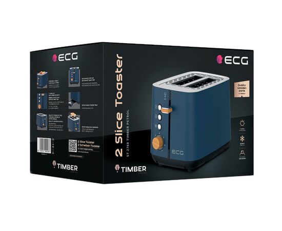 Тостер ECG ST 2768 Timber Petrol, зображення 11 Тостер ECG ST 2768 Timber Petrol, зображення 11