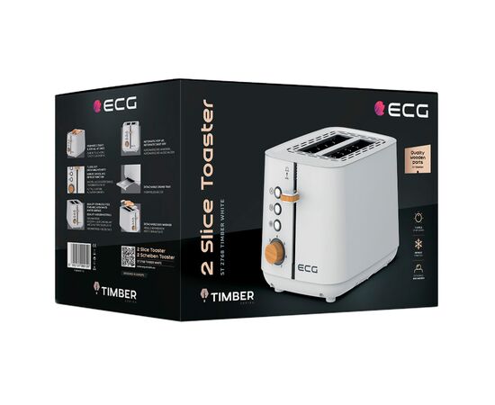 Тостер ECG ST 2768 Timber White, зображення 10 Тостер ECG ST 2768 Timber White, зображення 10