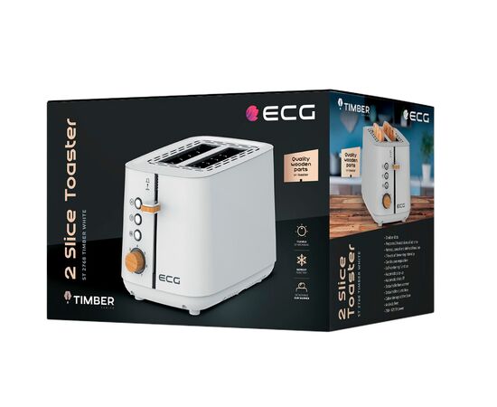 Тостер ECG ST 2768 Timber White, зображення 9 Тостер ECG ST 2768 Timber White, зображення 9