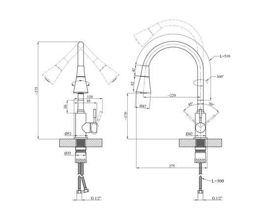 Смеситель Kroner Klassisch-ESG031BLK (CV035371), изображение 8 Смеситель Kroner Klassisch-ESG031BLK (CV035371), изображение 8