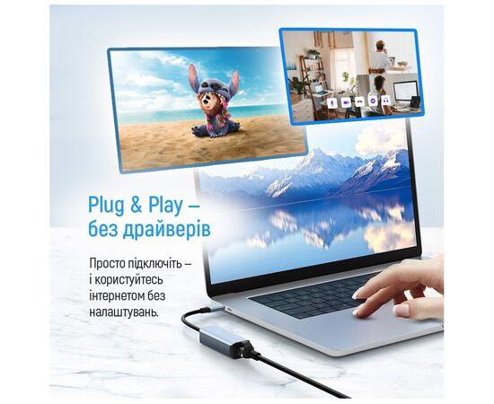 Адаптер USB-C + USB A to RJ45 Ethernet 1000Mbps ColorWay (CW-AD-CRG), изображение 11