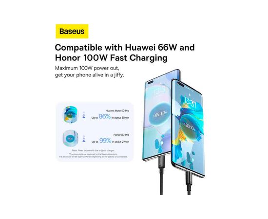 Дата кабель USB 2.0 AM to USB-C 1.5m 100W black Baseus (P10320102114-01), зображення 6 Дата кабель USB 2.0 AM to USB-C 1.5m 100W black Baseus (P10320102114-01), зображення 6