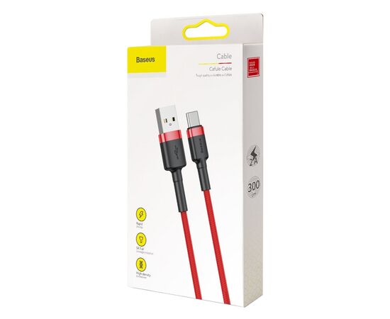 Дата кабель USB 2.0 AM to USB-C 3.0m 2A red Baseus (CATKLF-U09), зображення 3