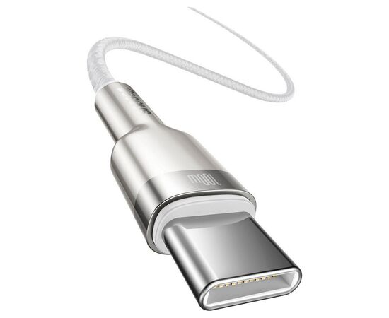 Дата кабель USB-C to USB-C 1.0m 100W metal white Baseus (CATJK-C02), зображення 2