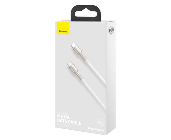 Дата кабель USB-C to USB-C 1.0m 100W metal white Baseus (CATJK-C02), зображення 5