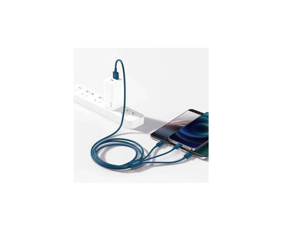 Дата кабель USB 2.0 AM to Lightning + Micro 5P + Type-C 1.5m 3.5A blue Baseus (CAMLTYS-03), зображення 10