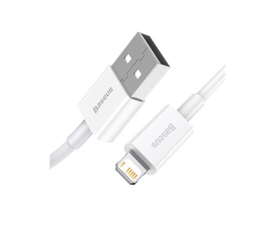 Дата кабель USB 2.0 AM to Lightning 1.0m 2.4A white Baseus (CALYS-A02), зображення 2