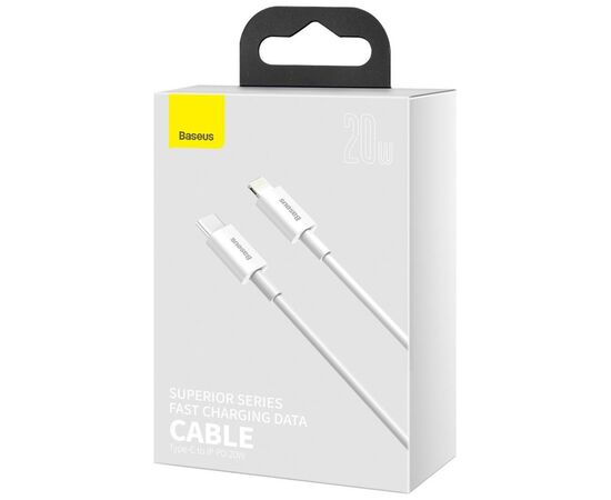 Дата кабель USB-C to Lightning 2.0m 20W white Baseus (CATLYS-C02), зображення 4 Дата кабель USB-C to Lightning 2.0m 20W white Baseus (CATLYS-C02), зображення 4