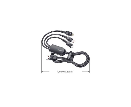 Дата кабель USB 2.0 AM to Lightning + Micro 5P + Type-C 1.2m 66W black Essager (EXCMTL-XJ01), зображення 9