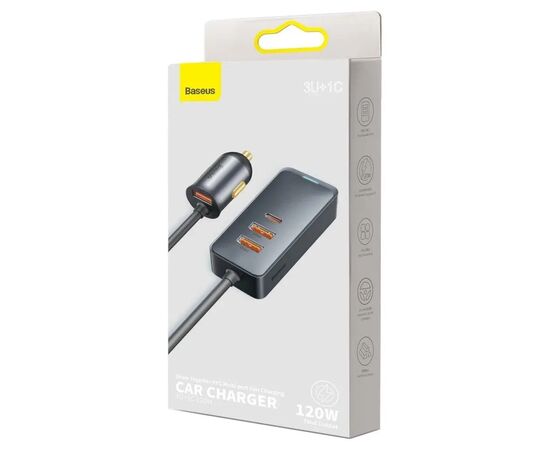 Зарядное устройство Baseus 2xUSB + Share Together Cigarette Lighter 120W gray (CCBT-D0G), изображение 7