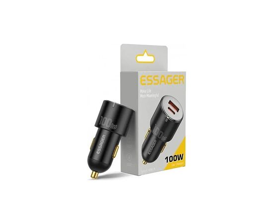 Зарядное устройство Essager 1xUSB-C 100W + 1xUSB black (ECCAC-QTZ01), изображение 3 Зарядное устройство Essager 1xUSB-C 100W + 1xUSB black (ECCAC-QTZ01), изображение 3